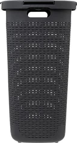 5Five Wasmand met deksel Rotan - donkergrijs - gevlochten kunststof - 60 liter - 45 x 35 x 66 cm — thumbnail 5