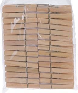 Wasknijpers - 180x - bamboe hout - 7 cm - wasspelden - knijpers - was ophangen — thumbnail 5