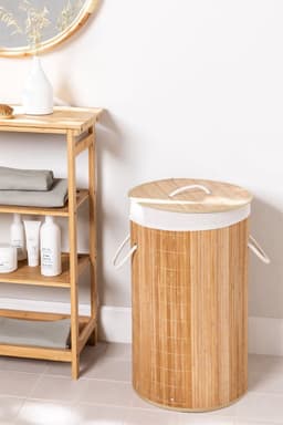 MIRA Home - BOSTIC - Jerez - Bamboe Wasmand - Functioneel en Decoratief - Duurzaam - Natuurlijk en Eenvoudig Ontwerp - Afmetingen 60cm — thumbnail 1