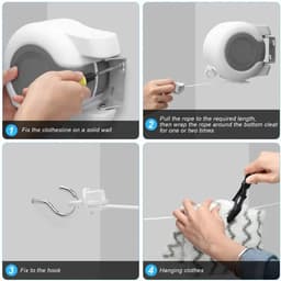 TechU™ Uitschuifbare Dubbele Drooglijn – 2x 13 meter – Waslijn – Kleding drogen – Wit – TechU™ uitschuifbare dubbele drooglijn – 2x 13 meter – Wit – Waslijn – kleding drogen – Duurzaam en stevig – Eenvoudig te installeren – binnen en buiten — thumbnail 5