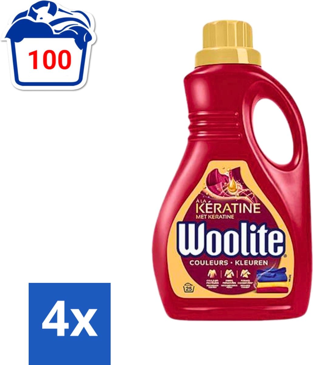 4 x Woolite Wasmiddel Color met Keratine 25 wasbeurten 1,5 liter - Wasmiddel Voor Gekleurde Kleding - Wasmiddel Met Keratine - Kleurbehoud - Wasmiddel Voor Delicate Kleding - Vloeibaar Wasmiddel — afbeelding 1