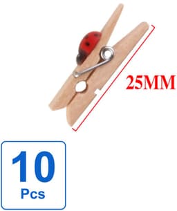 Decopatent - 10 Stuks Mini Fotoknijpertjes - Met Liefheerstbeestje decoratie - 25mm Lang - Kaartknijpertjes - Kleine mini wasknijpers - Hout - Kaarten Kerstkaart knijpers - Houten clips voor fotos — thumbnail 4