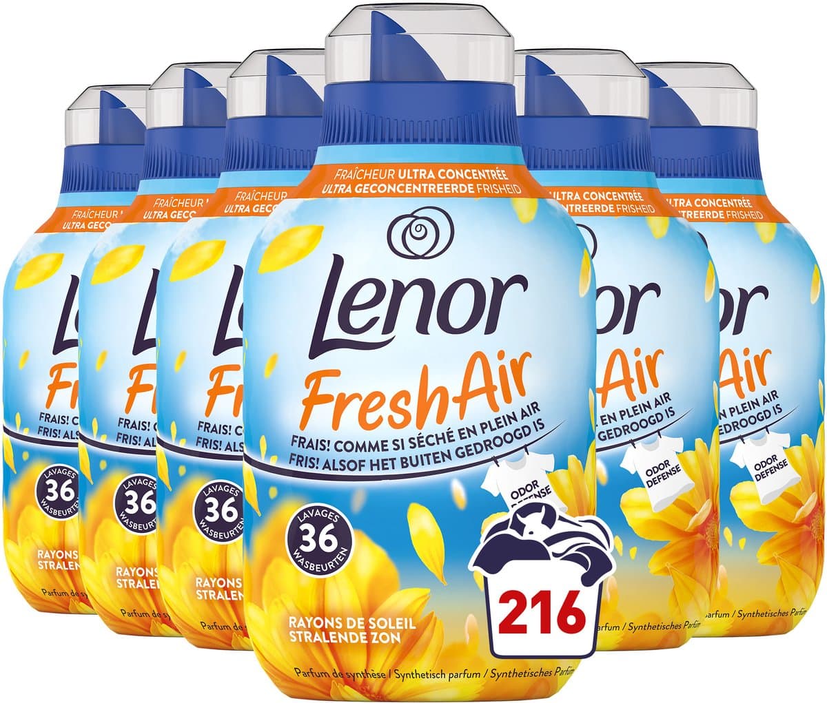 Lenor Fresh Air Wasverzachter Stralende zon - 6 x 36 Wasbeurten — afbeelding 1