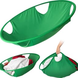 L - Opvouwbare wasmand - Opvouwbare wasmand - Draagbare wasmand - Wasmand - Wasmand - Voor het wassen en uit de droger halen van vuile was - Opvouwbare opbergruimte - bespaart ruimte - Groen — thumbnail 1