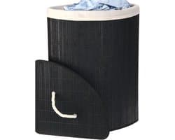 Ceruzo Bamboe Wasmand - Hoek Model - 72L - Vouwbaar - Deksel - 35 x 35 x H 60 cm- Zwart — afbeelding 1