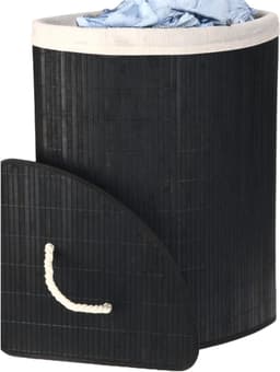 Ceruzo Bamboe Wasmand - Hoek Model - 72L - Vouwbaar - Deksel - 35 x 35 x H 60 cm- Zwart — thumbnail 1