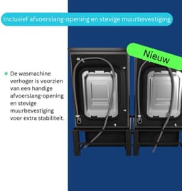 Wasophoogte® Wasmachine verhoger met lade - Dubbele wasmachine opbouwmeubel XL - Wasmachine sokkel - 31cm hoog - Zwart - Universeel - 63*63 (LxB) - Inclusief wandbeugels — thumbnail 3
