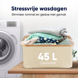 DARI. Opvouwbare Wasmand 45L – Heupwasmand – Wasmanden – Opbergmand – Wasbox – Bamboe – Beige — thumbnail 3
