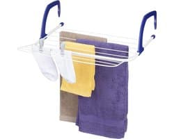 Wasrek hangend droogrek voor balkon verwarming - camping ruimtebesparend 4 m drooglengte uitklapbaar wit
