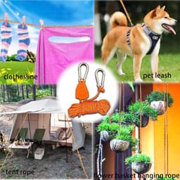 4-delige ratelkabel, 4 m, verstelbare kabelratel met haken, touwratelriem, reflecterende scheerlijnen met kabelspanner voor tent, tentzeil, zonnezeil, waslijn — thumbnail 4