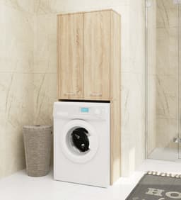 Badkamerkast voor Wasmachine FIN / Hoge Wasmachinekast met 2 Deuren / AKORD Furniture Factory / Sonoma Eik / 64 x 180 x 30 cm — thumbnail 2