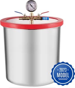Grijze Vacuumkamer - RVS - 20 Liter - Inclusief Drukmeter — thumbnail 1