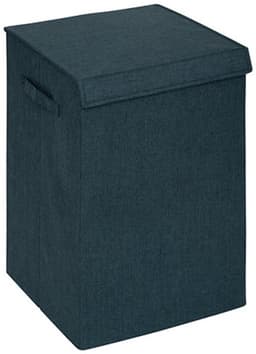 5Five Eureka sorteer wasmand - 74 liter - smaragd groen - 37 x 37 x 60 cm - MDF/Polyester stof - met afsluitklep — thumbnail 1