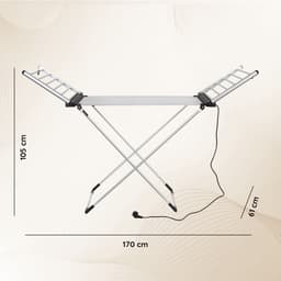 Eleganca Elektrisch Droogrek XL – 170 x 61 x 105 cm – Verwarmd Wasrek voor Kleding en Handdoeken – Extra groot - Timer met Touchscreen – Elektrisch – 220-240V - 310W - IPX1 - Zilver — thumbnail 4