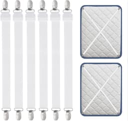 JGS ® Verstelbare Elastische Bedlakenspanners voor Diverse Toepassingen, 6 Stuks, 55-250 cm, Wit — thumbnail 1