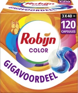 Robijn Wasmiddel - 3-in-1 Wascapsules - Color - 3 x 40 stuks - 120 Wasbeurten - Voordeelverpakking — thumbnail 1