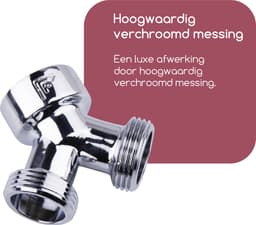 Fyveli - Y-stuk Kraansplitter - 3/4" - Verchroomd Messing - Waterverdeler Wasmachine en Vaatwasser — thumbnail 3