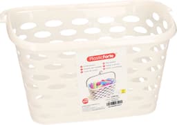 Plasticforte Wasknijpers ophang mandje aan haak - 26 x 15 x 21 cm - creme wit - kunststof — thumbnail 3