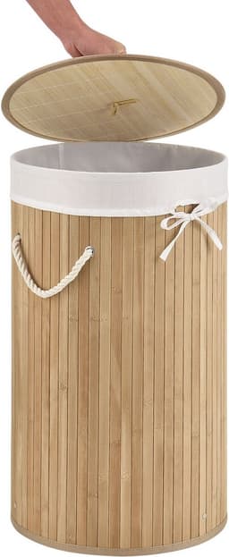Bamboe Wasmand Curly - 55 Liter - Natuurkleur - Incl. Waszak & Deksel — thumbnail 4