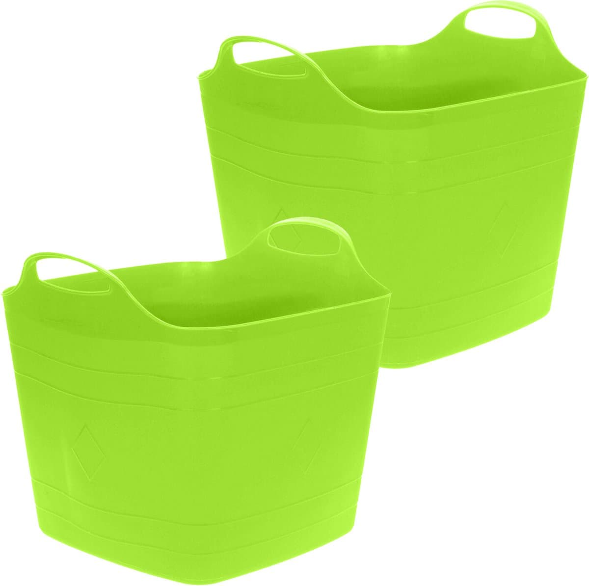 Excellent Houseware Flexibele emmer - 2x - groen - 25 liter - kunststof - vierkant - 35 x 38 cm — afbeelding 1
