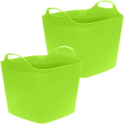 Excellent Houseware Flexibele emmer - 2x - groen - 25 liter - kunststof - vierkant - 35 x 38 cm — thumbnail 1