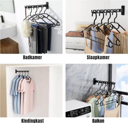 AHD®Wanddroogrek - Wanddroogrek Inklapbaar - Droogrek Muur - Wanddroogmolen - Zwart - 310cm x 33cm x 80cm — thumbnail 5