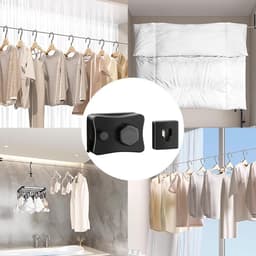 Intrekbare Waslijn - Wand Waslijn - Kleding Drogen - Stevig Vergrendelingsmechanisme - 5.1 Meter - Zwart — thumbnail 3