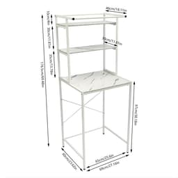 Wasmachine en Droger Opbergrek – Verstelbaar Badkamer Organizer Rek met Verstelbare Voeten – Ruimtebesparend Opslagsysteem 69 x 60 x 176,5 cm – Wit & Marmer — thumbnail 5