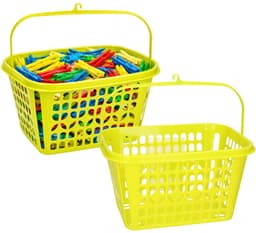 Plasticforte Knijpermandje - 2x - lime groen - 20 x 25 cm - kunststof - wasknijpertasje/knijperzak — thumbnail 1