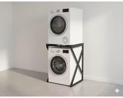SERALUXE - Universeel Wasmachine Kast - Wasmachine Verhoger- Metaal - Zwart - Universeel Wasmachine en Droger Kast - Wasmachine Ombouw - Wasmachinerek - Wasmachine Sokkel- Robuust - Stabiel - Stevig - Anti Vibratie — afbeelding 1