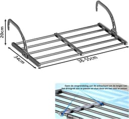 HEZIVO® Wasrek Hangend Trapgat - Droogrek Ophangbaar - Voor Radiator, Deur, Balkon - Uitschuifbaar — thumbnail 3