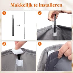 Verte Wasmand 3 Vakken - Wassorteerder - 160L - Met 3 Uitneembare Zakken - Wasmand met deksel - Laundry basket - Extra grote capaciteit - Waszak - Wasbox - Licht Grijs — thumbnail 4