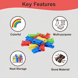Sokkenklemmen 100 stuks - Sokkenhouders Clips - Wassen Sorteren - Geurloos Premium Plastic - 100 Stuks - Kleurrijk — thumbnail 2