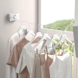 Uittrekbare Waslijn - Droogrek Wandmontage - Kleding Drogen - Vergrendelingsmechanisme - 51 meter - Wit — thumbnail 5