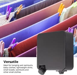 Intrekbare Waslijn - Uittrekbare Waslijn Wandmontage - Kleding Drogen Binnen - Zelftrekkend Systeem - 6 Meter - Zwart — thumbnail 3
