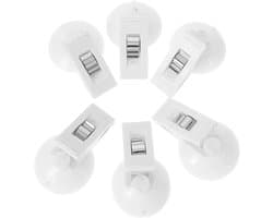 Zuignap Clips - Klemmen Houder - Organisatie Thuis - Sterke Zuigkracht - 6 stuks - Wit