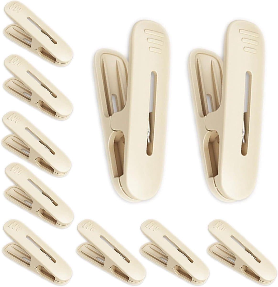 Wasknijpers - Kledingclips Droogknijpers - Kleding Drogen - Versterkte Winddichte Grip - 10 stuks - Romig — afbeelding 1