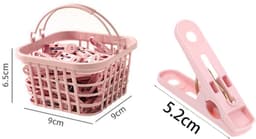 30 stuks - Plastic klemmen - Winddichte klemmen - Wasknijpers - Klemmen voor dekens en kleding - Roze - 9*9*6,5 cm - Plastic handdoekklemmen - Met opbergmandje - Te gebruiken voor het ophangen van handdoeken, dekens en dekbedden — thumbnail 2