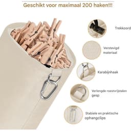 carmdering - Wäscheklammer Beutel - Wasmachine Clip Tas - Waslijn Organizer - Waterdicht Ontwerp - Winddichte Clips Opslag - Polyester Oxford Stof - Duurzaam Materiaal - Eenvoudig Ophangen Met Haak - 1 Stuk — thumbnail 3