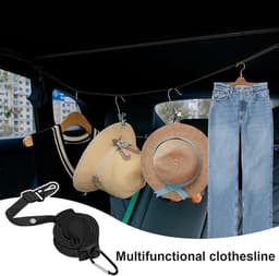 Uittrekbare Waslijn - Camping Waslijn Touw - Kleding Drogen Buiten - 34 Antislip Gaten - 3.6 Meter - Zwart — thumbnail 5