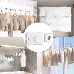 Intrekbare Waslijn - Droogrek Wandwaslijn - Kleding Drogen - Ruimtebesparend Ontwerp - 51 meter - Wit — thumbnail 3