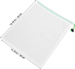 Herbruikbare Mesh Groentenzakken - Netzakken Fruit en Groente - Verse Opslag - Ademend Polyester Net - 35x30cm - Wit — thumbnail 4