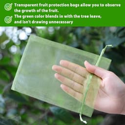 Fruitnetzakken - Beschermzakken Insectennet - Fruit Beschermen - Met Trekkoord - 15 x 20 cm - Groen — thumbnail 2