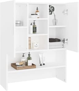 Wasmachinekast - Badkamerkast Organizer - Opbergen - Houten Constructie - 705 x 255 x 90 cm - Wit — thumbnail 2