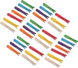 Houten Wasknijpers - Knutsel Clips - Creatief Knutselen - Platte Stevige Klauwen - 100 Stuks - Meerkleurig — thumbnail 1