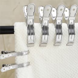 Handdoekklemmen - Wasknijpers - Was ophangen - Roestvrij staal - 10 stuks 9cm - Zilver — thumbnail 3