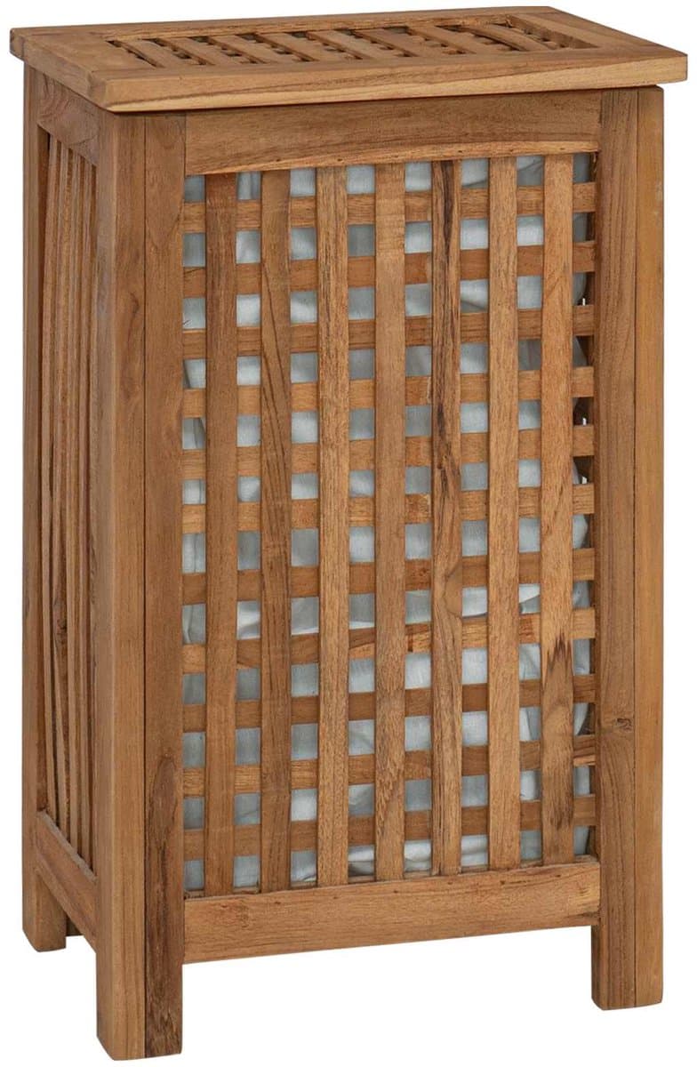vidaXL - Wasmand - Naturel - 35 - x - 25 - x - 60 - cm - Massief - Teakhout — afbeelding 1