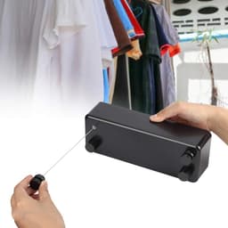 Intrekbare Waslijn - Wand Waslijn - Kleding Drogen - Sterk Draagvermogen - 4 Meter Touw - Zwart — thumbnail 2