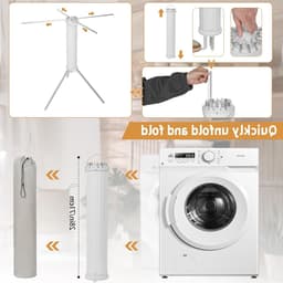 Vouwbaar en draagbaar droogrek met 16 stangen, ruimtebesparend staand kledingdroger voor binnen en buiten, capaciteit 40 kg, ideaal voor natte was en efficiënt drogen — thumbnail 3