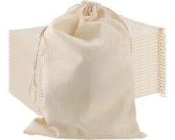 20 Stuks Katoenen Mousseline Trekkoord Zakken 8x12 Inch - Multifunctioneel - Opslag - Gift - Thee - Sieraden - Bruiloft - Feestgunsten